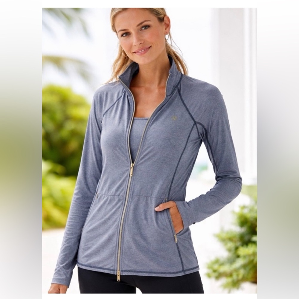 Lilly Pulitzer Luxletic Kapri Striped Full Zip Sweater Size Medium